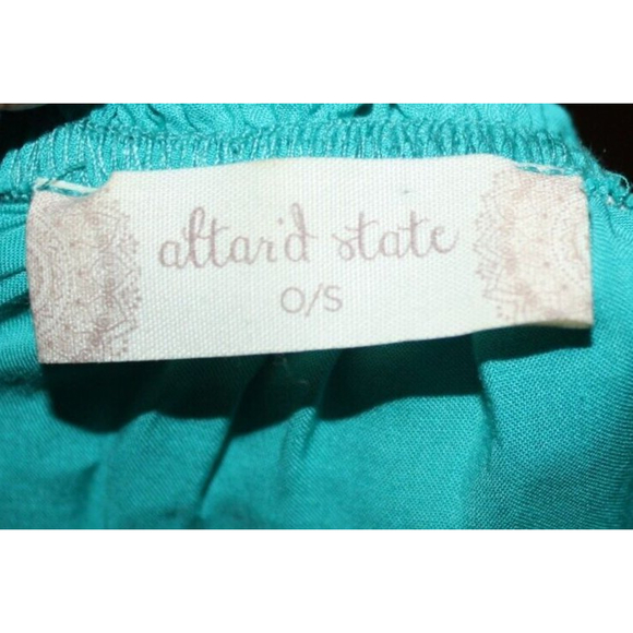 Altered State Off Shoulder Boho Green Blouse Tunic Size S 3/4 Bell Sleeve  EUC - Picture 6 of 6